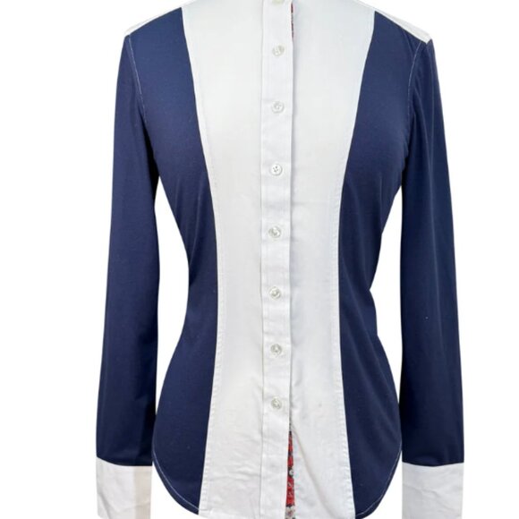 Dover Saddlery Women Equestrian Ladies L/S Performance Show Shirt Navy Blue - Picture 2 of 4